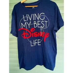 Walt Disney World "Living my best Disney Life" Navy blue T shirt NWT size large
